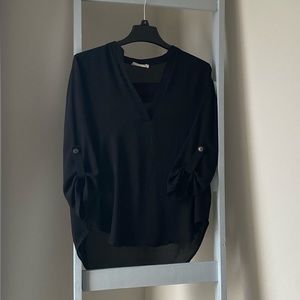 Black blouse with cropped sleeves